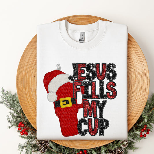 Jesus Fills My Cup - Red & Black DTF Transfer
