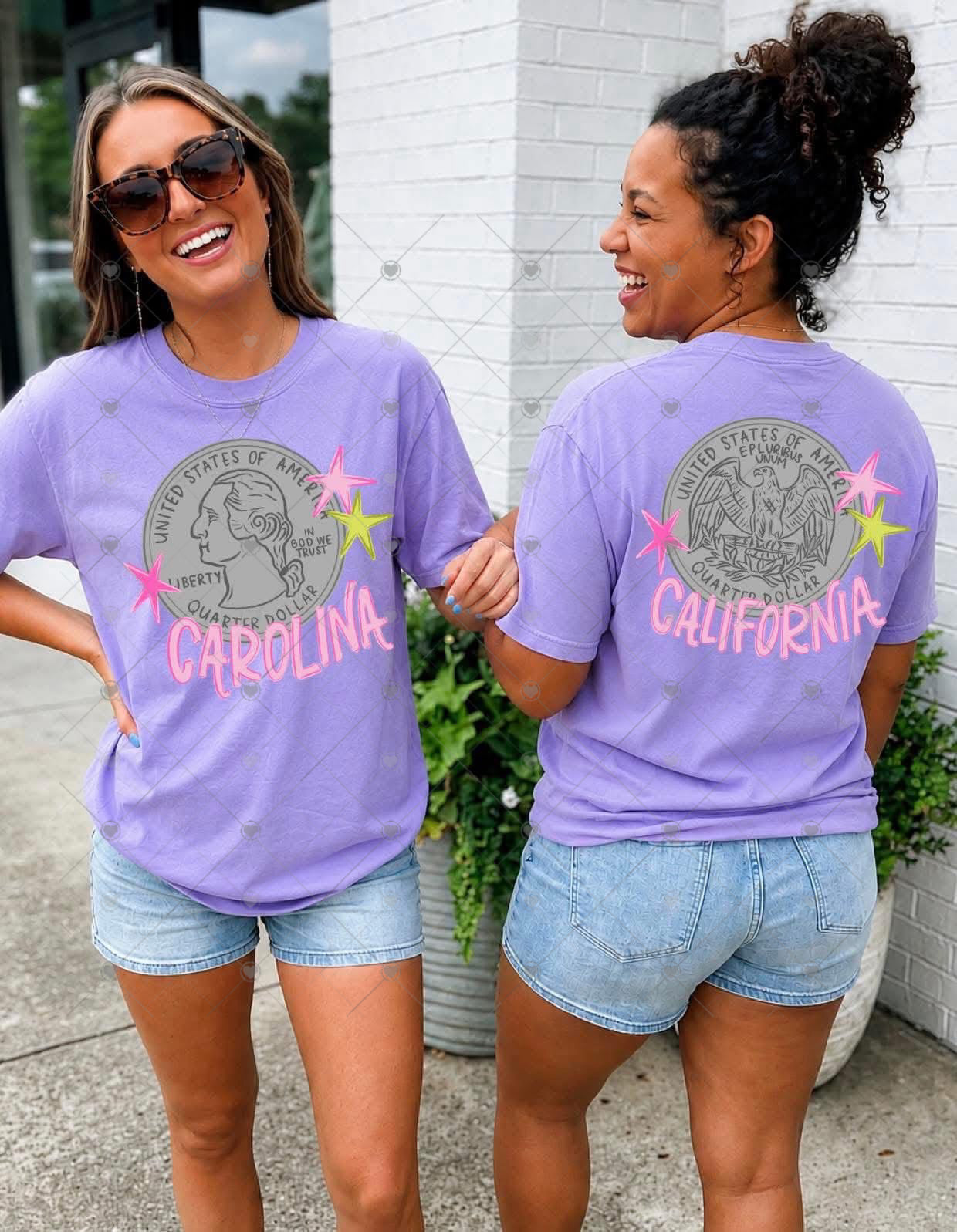 Heads Carolina Tails California Front & Back DTF Transfer