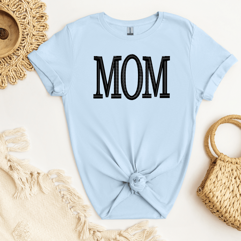 MOM Black Faux Embroidery DTF Transfer