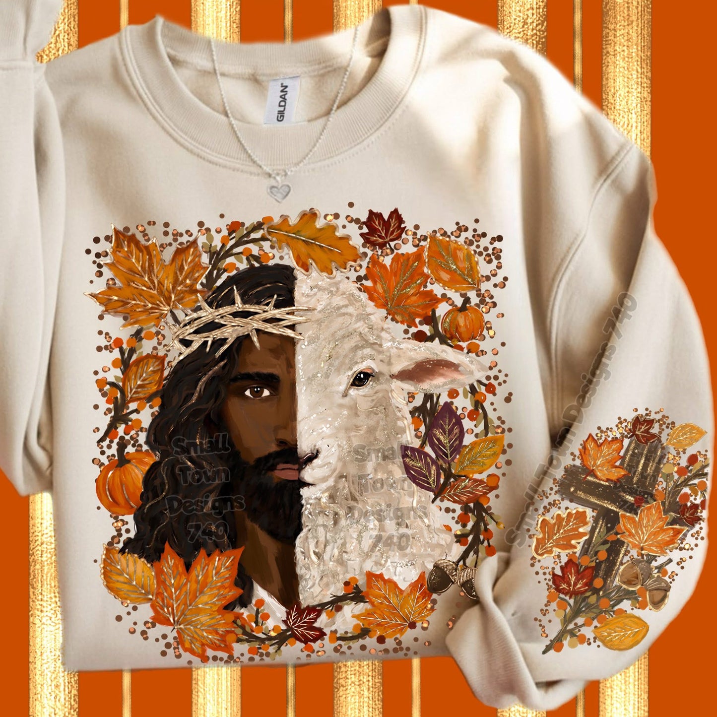 Fall Black Jesus/Lamb DTF Transfer