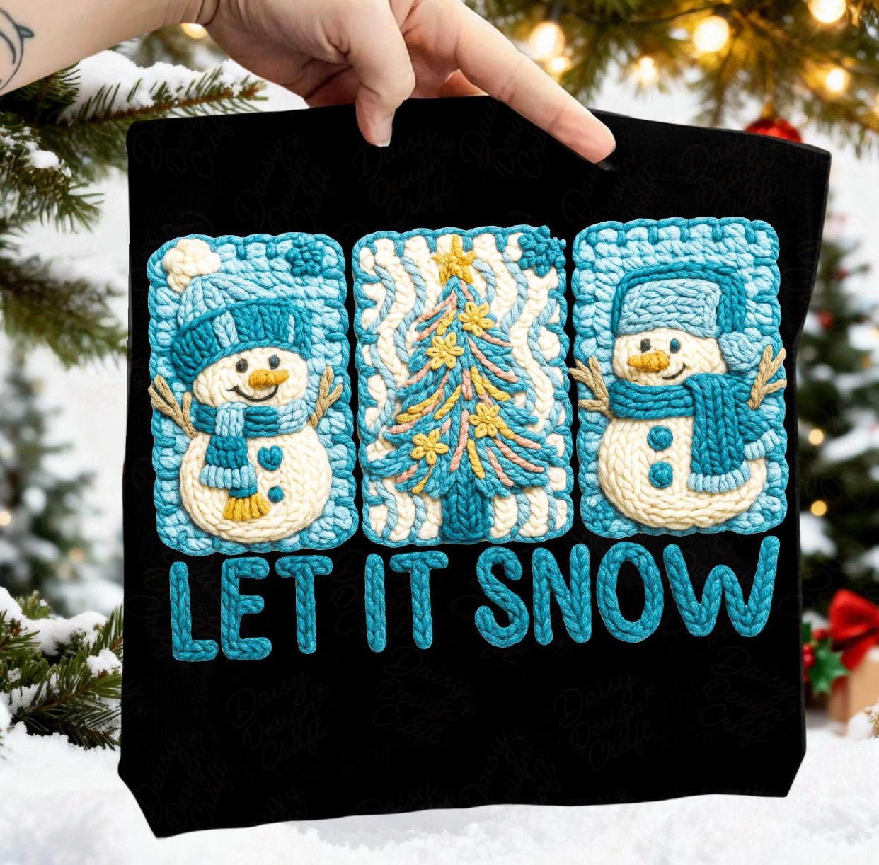 Let It Snow Faux Yarn DTF Transfer