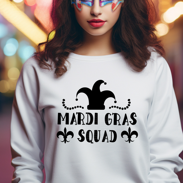 Mardi Gras Squad black DTF Transfer