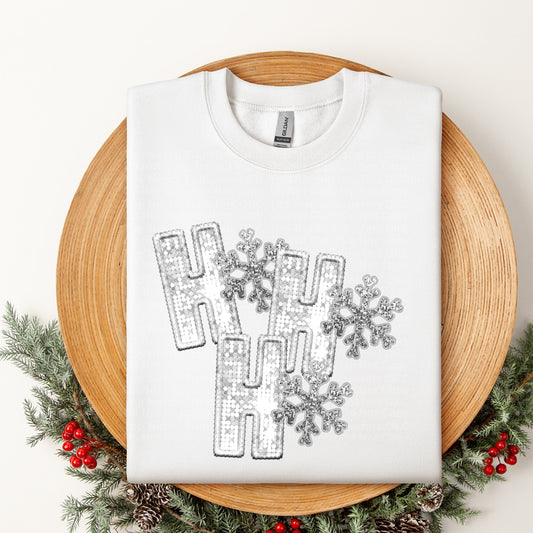 Ho Ho Ho Silver Snowflakes DTF Transfer