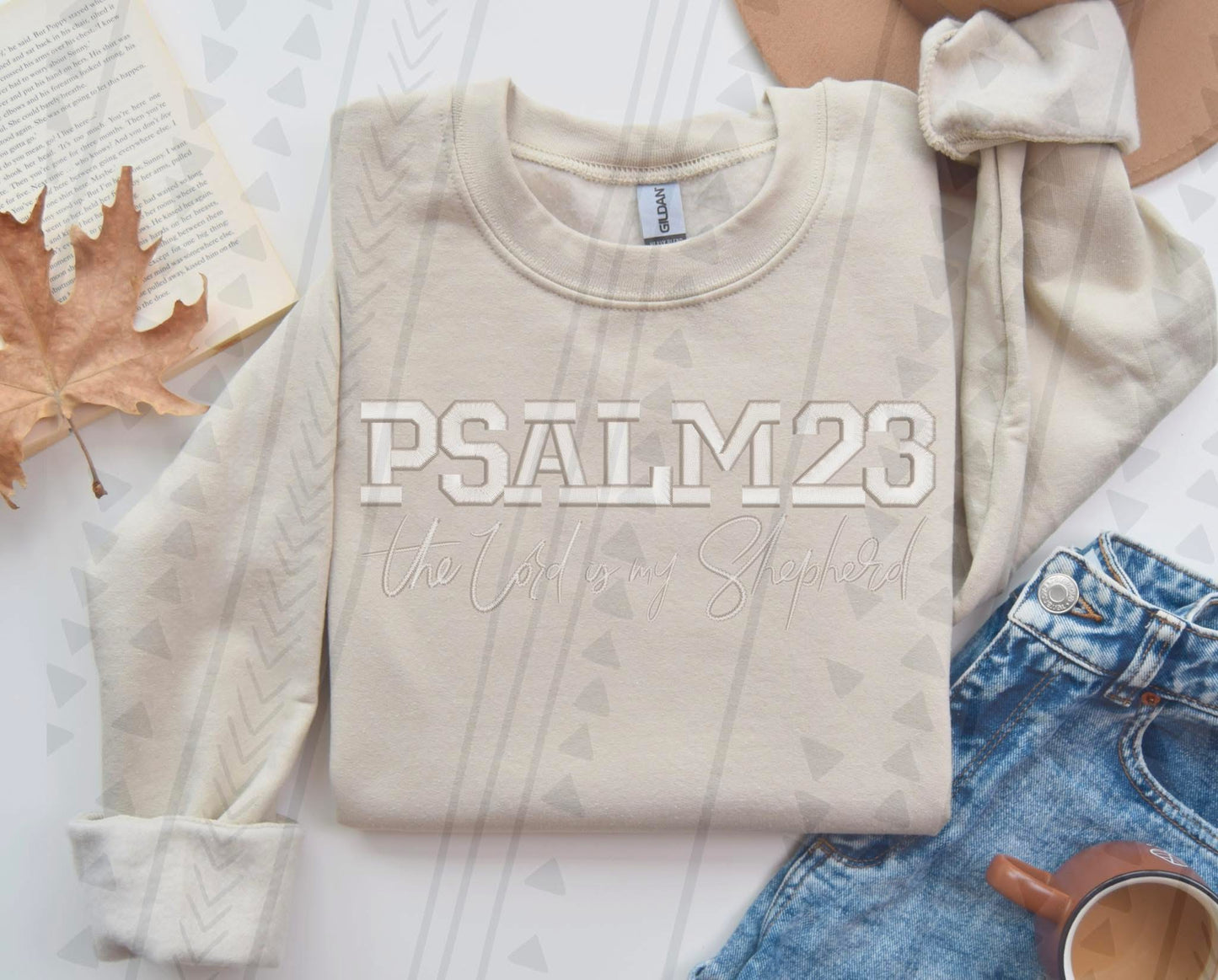 PSALM 23 The Lord is My Shepherd Faux Embroidery DTF Transfer