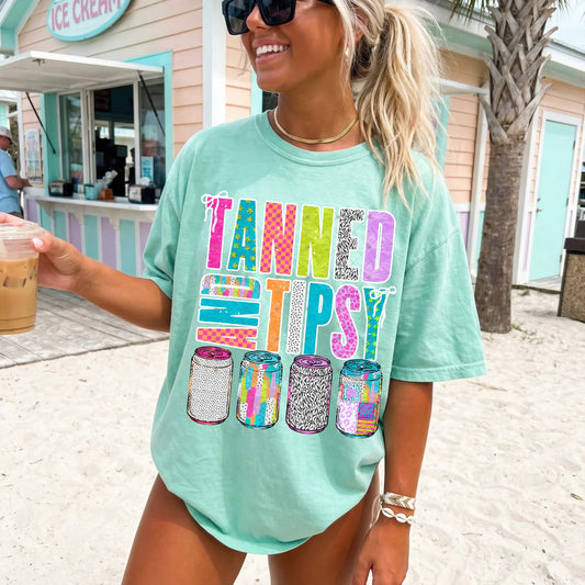Tanned & Tipsy w/ cans DTF Transfers