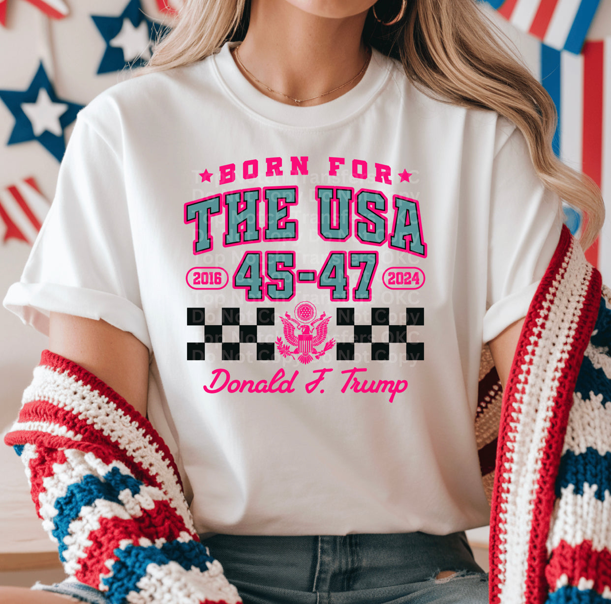 Born for the USA pink DTF Transfer