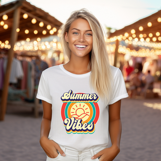 Summer Vibes Orange, Teal & Red Circle DTF Transfer