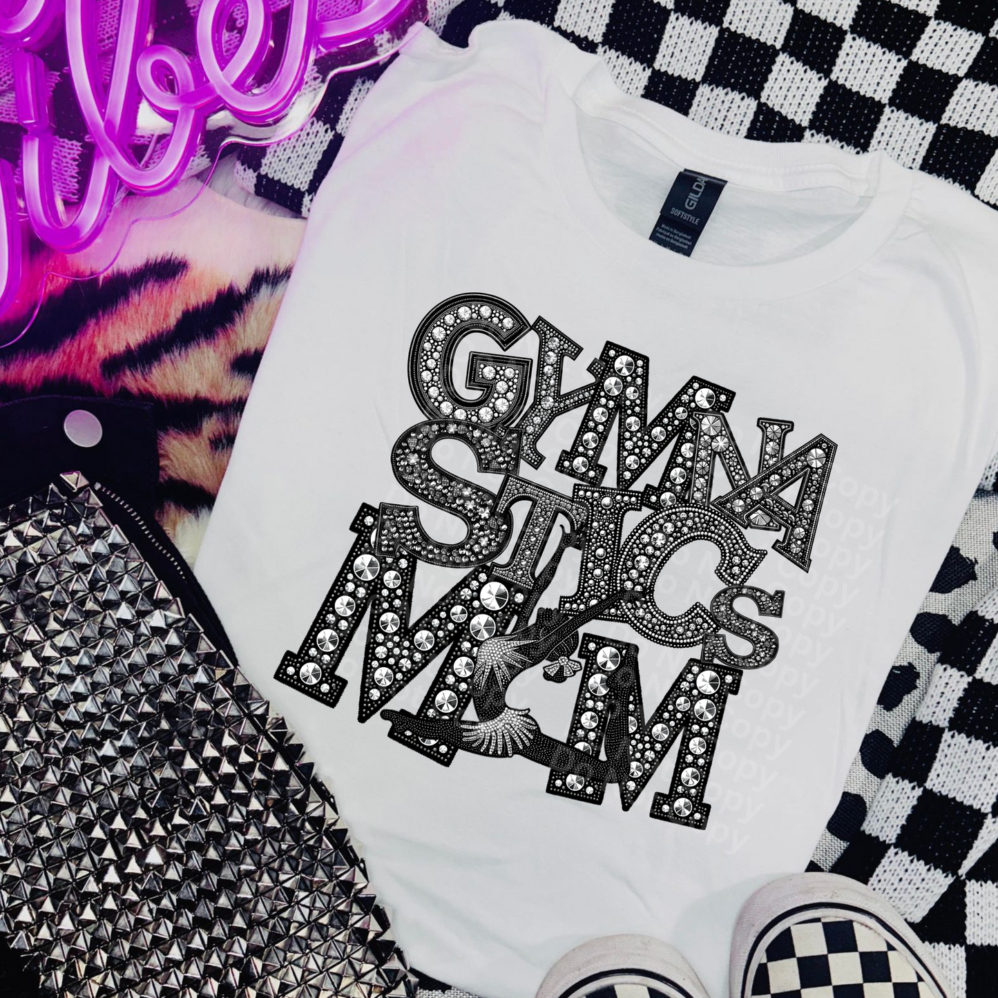 Gymnastics Mom - Faux Rhinestone DTF Transfer