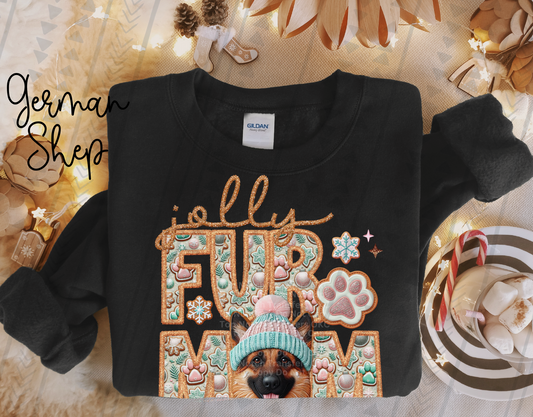 Jolly Fur Mom German Shepherd - Faux Embroidery DTF Transfer