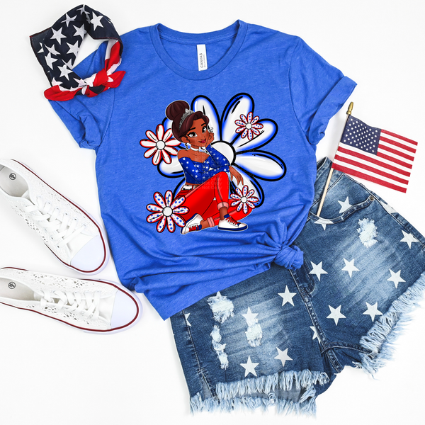 Patriotic Flowers Princess T DTF Transfer