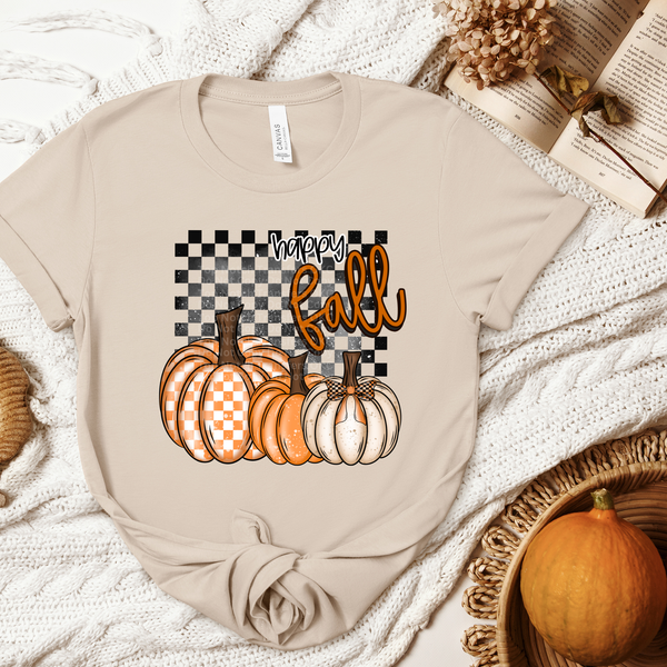 Happy Fall Checkered w/Pumpkins DTF Transfer