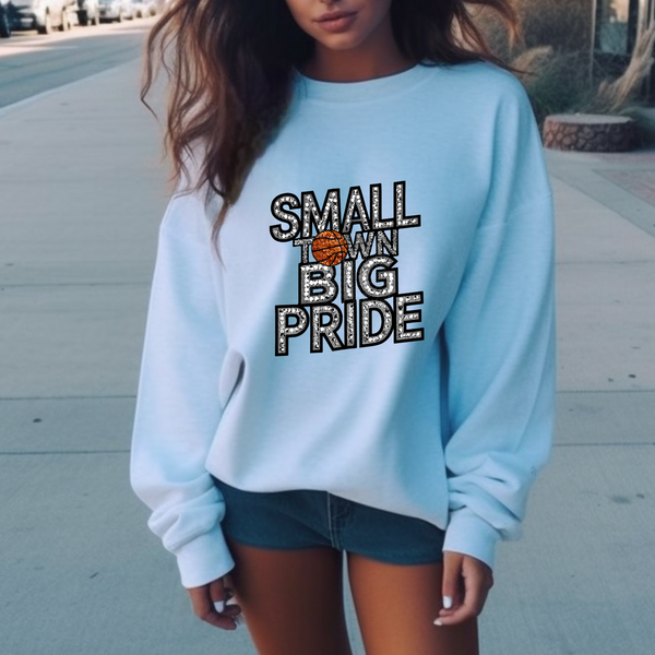 Small Town Big Pride Basketball - Faux Rhinestone DTF Transfer