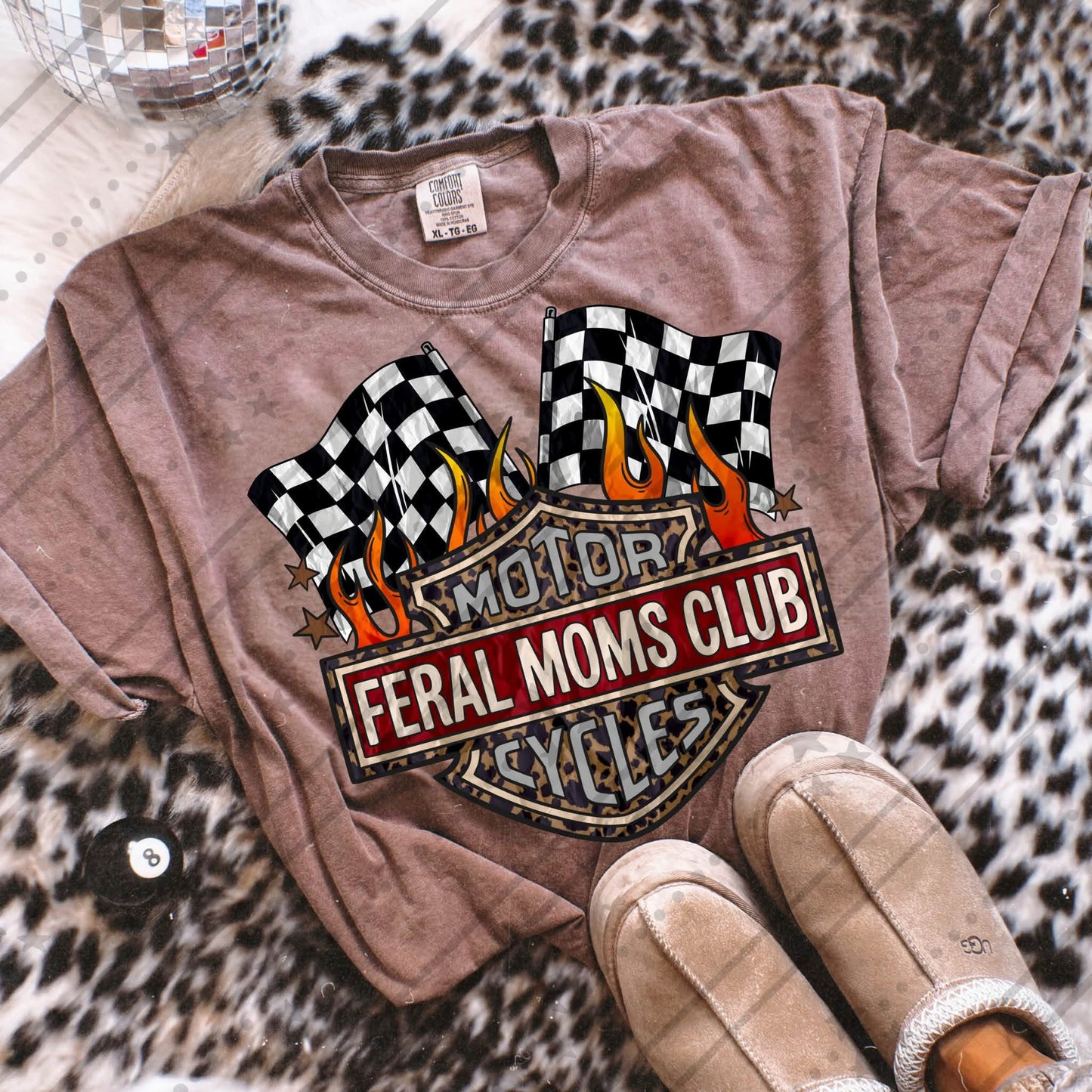 Feral Moms Club Checkered Flags DTF Transfer