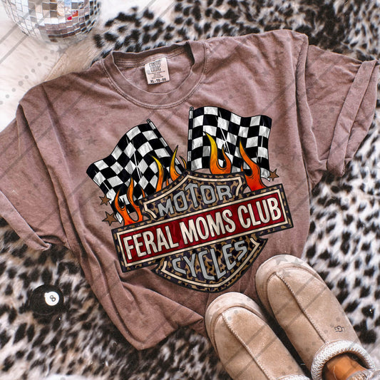 Feral Moms Club Checkered Flags DTF Transfer