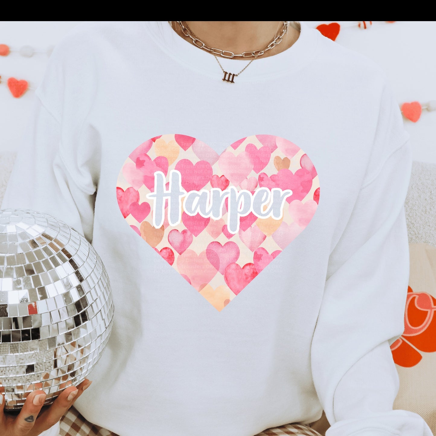 Custom Valentine’s Heart w/ Name Cutout Design 6 DTF Transfer
