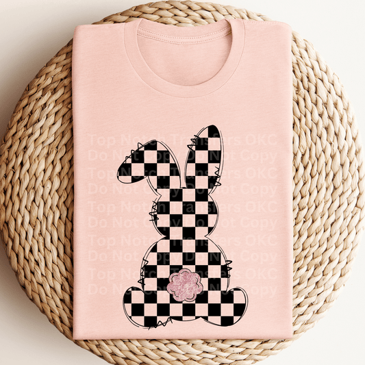 Checkered Bunny DTF Transfer