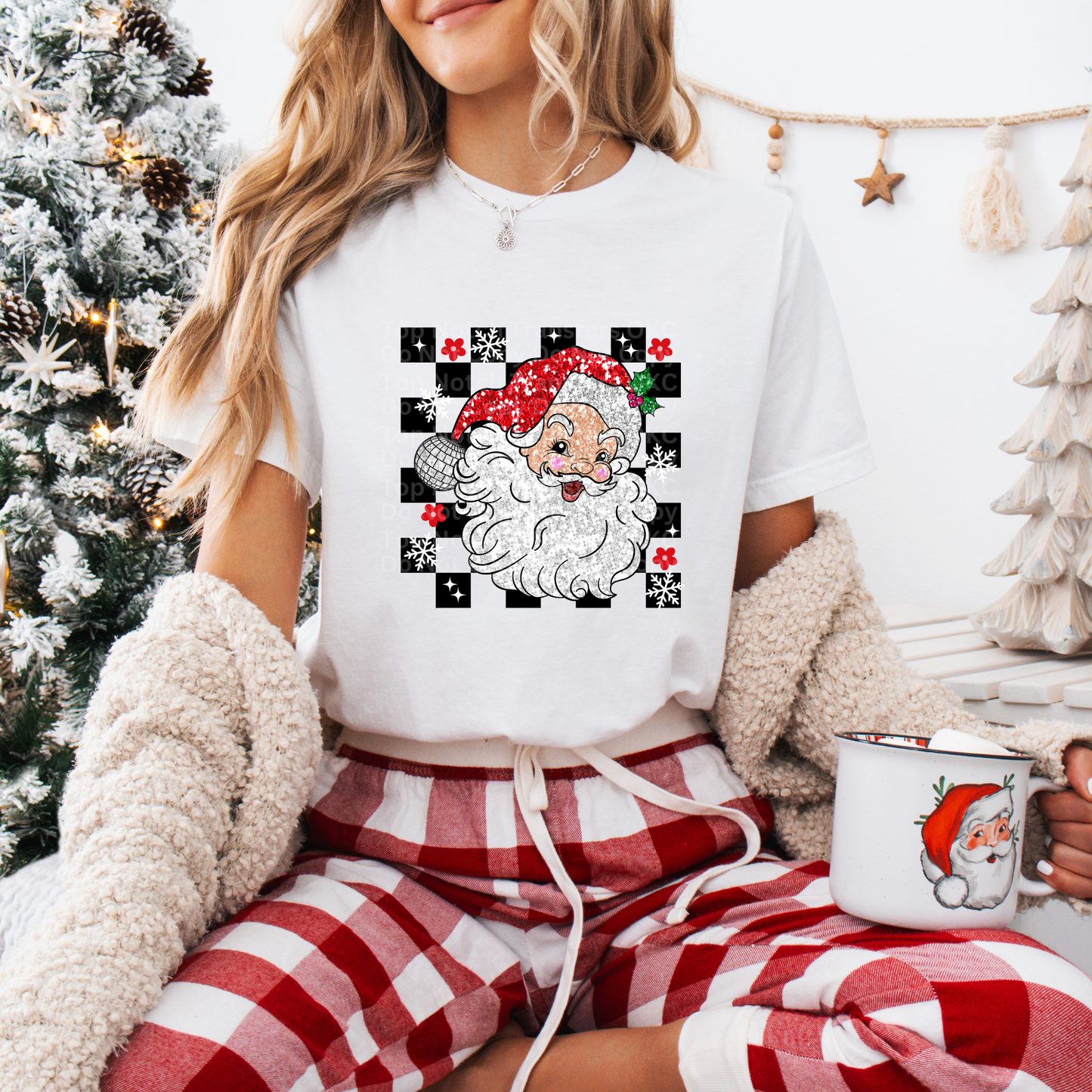 Checkered Retro Santa DTF Transfer