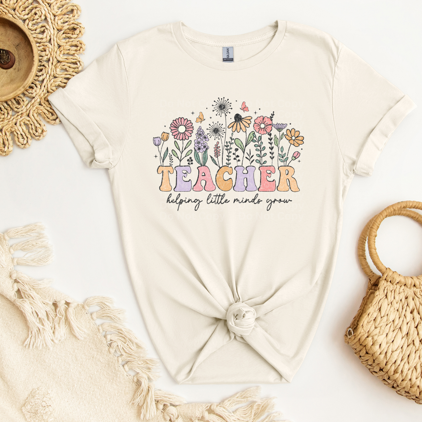 Teacher - Helping Little Minds Grow Floral DTF Transfer