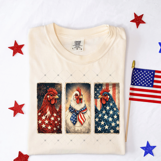 Patriotic Chickens DTF Transfer