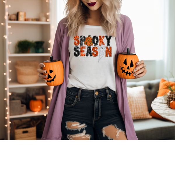 Spooky Season Sequins Faux Embroidery DTF Transfer