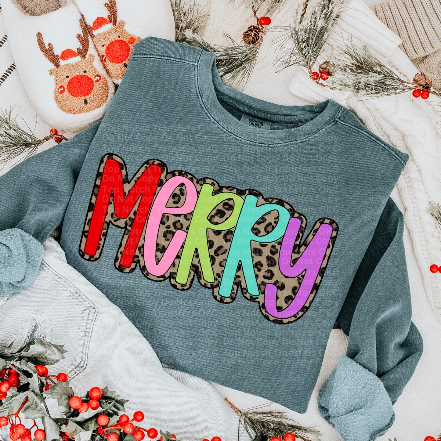 Merry Colorful & Leopard Print DTF Transfer