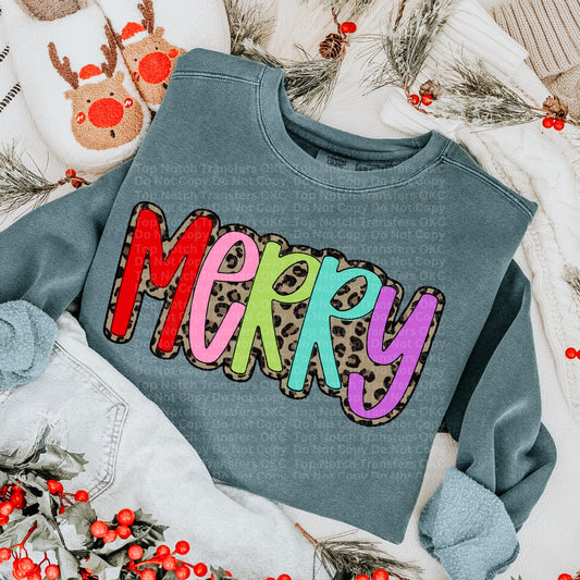 Merry Colorful & Leopard Print DTF Transfer