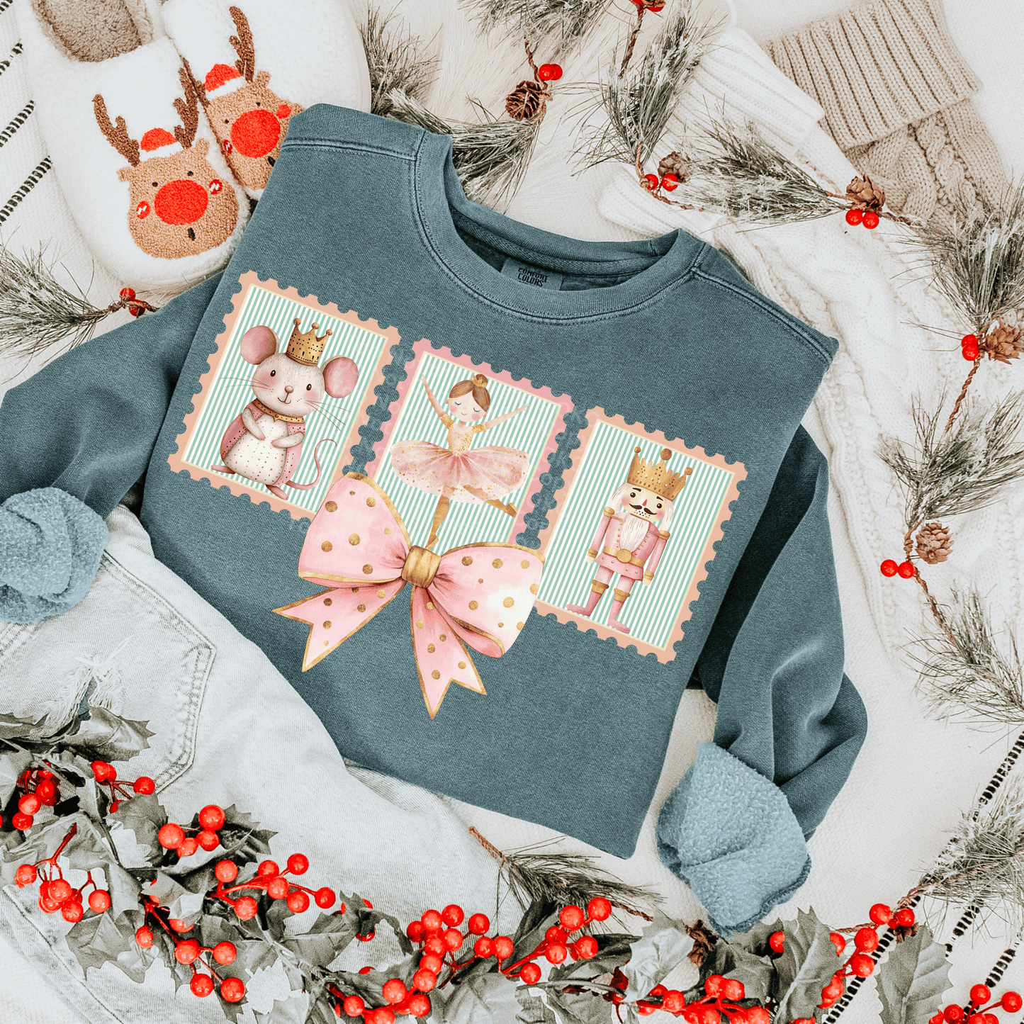 Nutcracker Stamps w/ Bow Light DTF Transfer