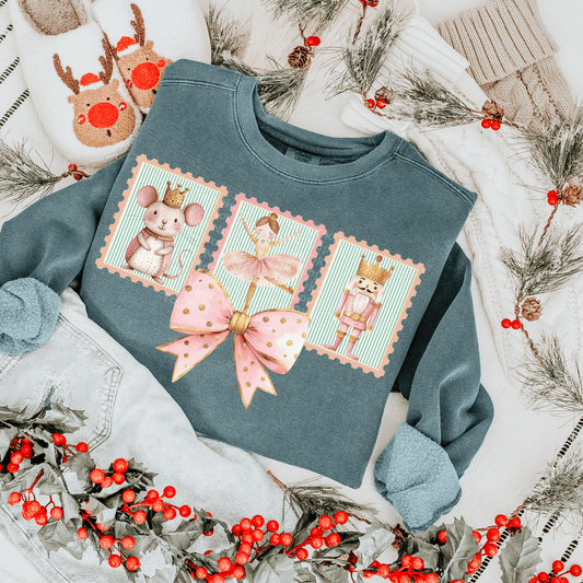 Nutcracker Stamps w/ Bow Light DTF Transfer