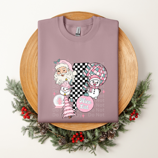 Pink Santa Groovy Collage DTF Transfer