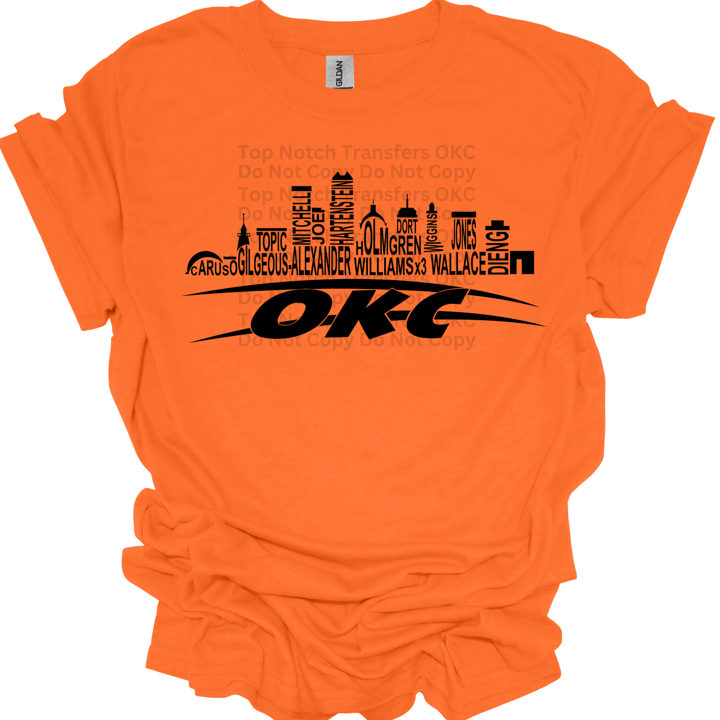 OKC Skyline Names- Black DTF Transfer