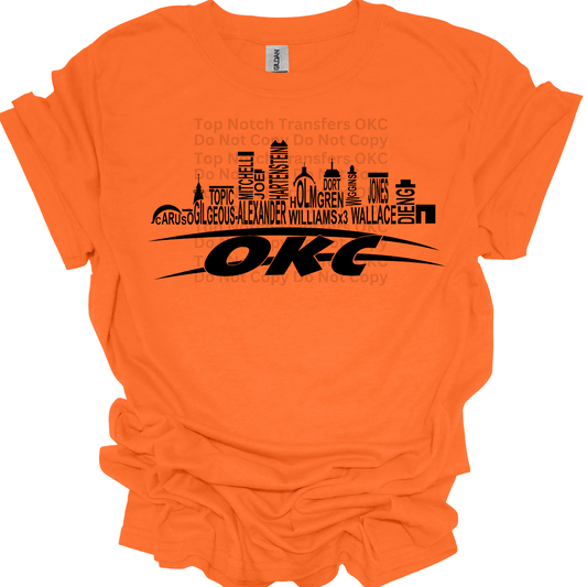 OKC Skyline Names- Black DTF Transfer