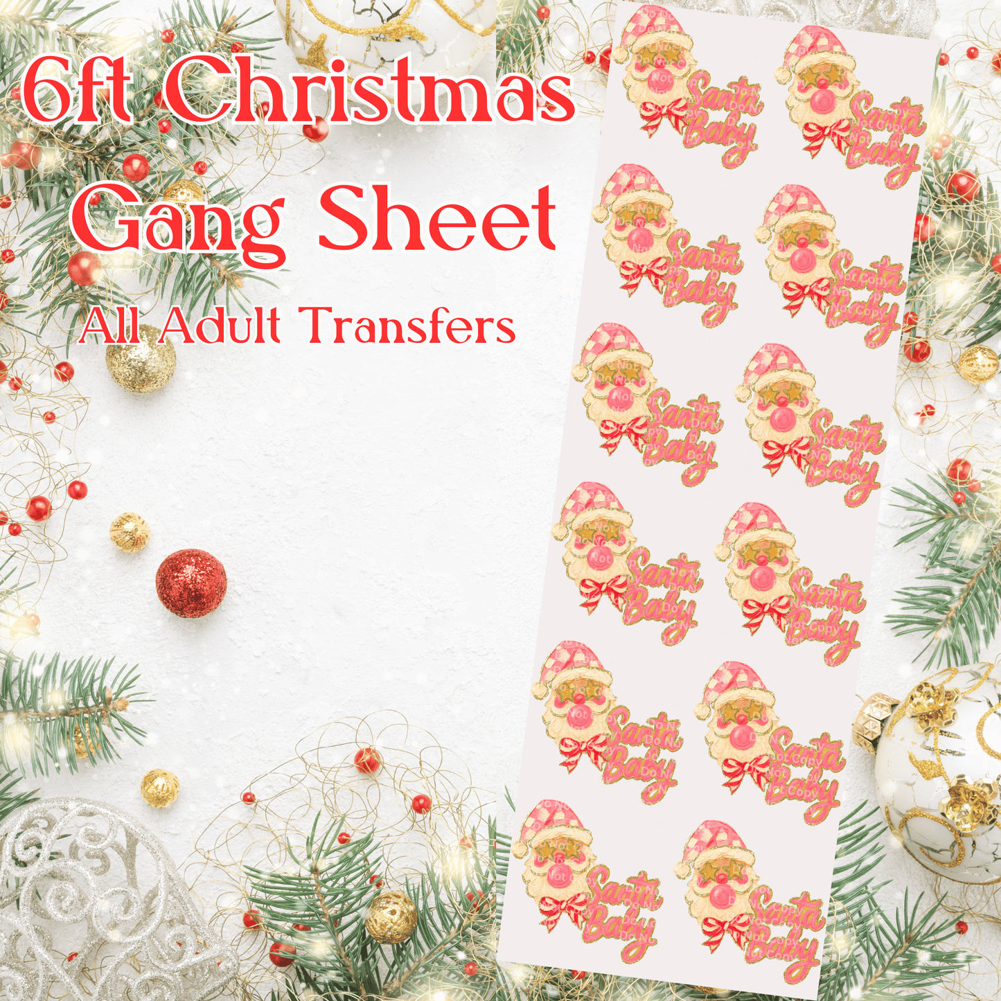 6ft Christmas Santa Baby Gang Sheet
