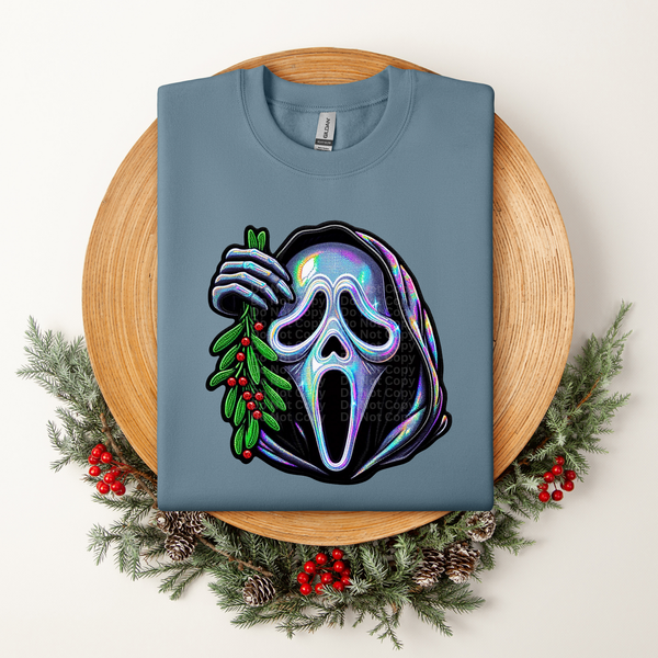 Holographic Mask with Mistletoe DTF Transfer