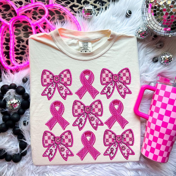 Faux Embroidery Pink Ribbon BCA DTF Transfer