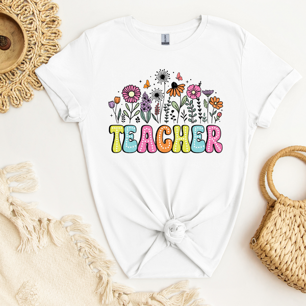 Teacher - Dots/Floral DTF Transfer