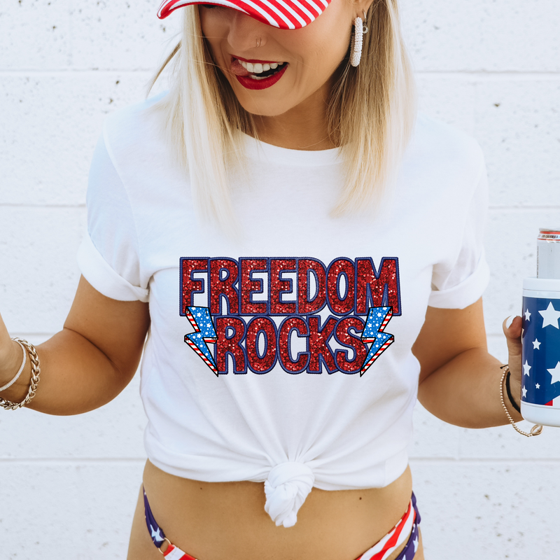 Freedom Rocks With Patriotic Bolts DTF Transfer