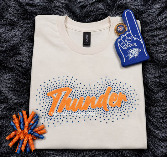 Electric Blue/Orange Combo Glitter Thunder w/ Rhinestone Scatter Transfer Kit