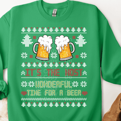 Most Wonderful Time for a Beer Ugly Christmas Sweater DTF Transfer