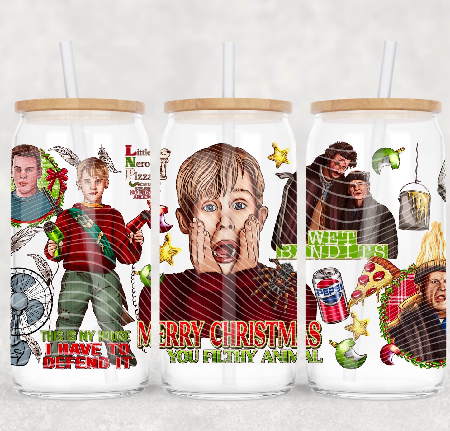 Merry Christmas You Filthy Animal UV DTF 16oz Cup Wrap