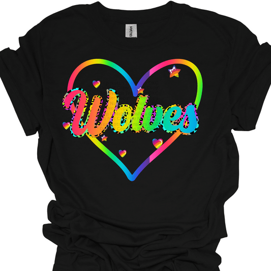 Rainbow Wolves w/ Heart DTF Transfer