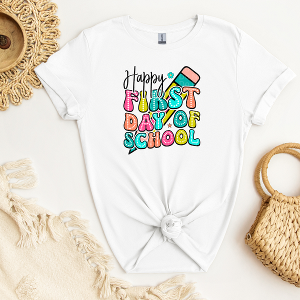 Happy First Day of School Vibrant/Pencil DTF Transfer