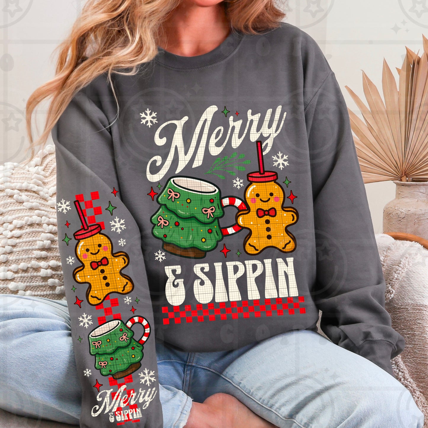 Merry & Sippin’ *Optional long sleeve design* DTF Transfer
