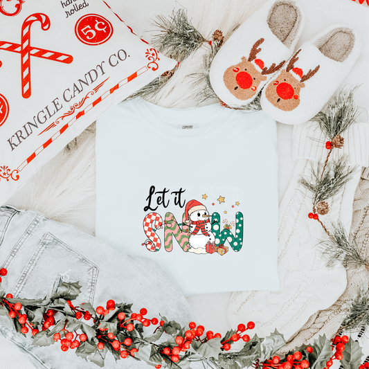Let it snow fun font DTF Transfer