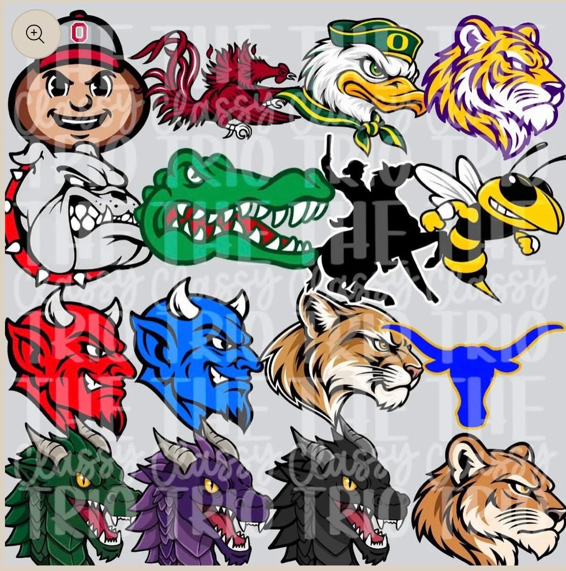 Full Back w/ Side Mascot DTF Transfers *Please leave all detailed custom info in checkout notes- Font, Inside & Outline colors, mascot)
