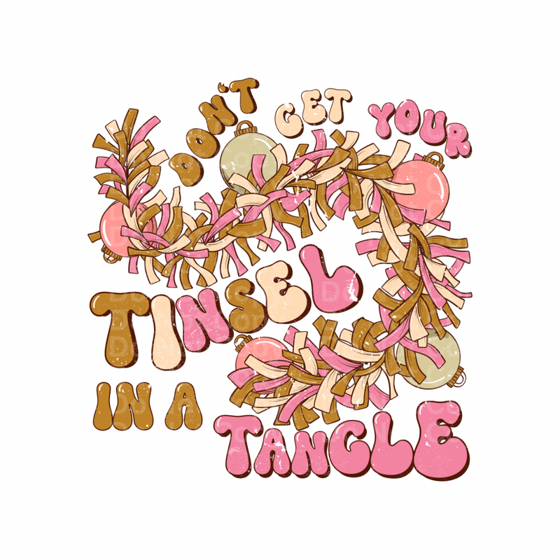 Tinsel in a Tangle Pink DTF Transfer