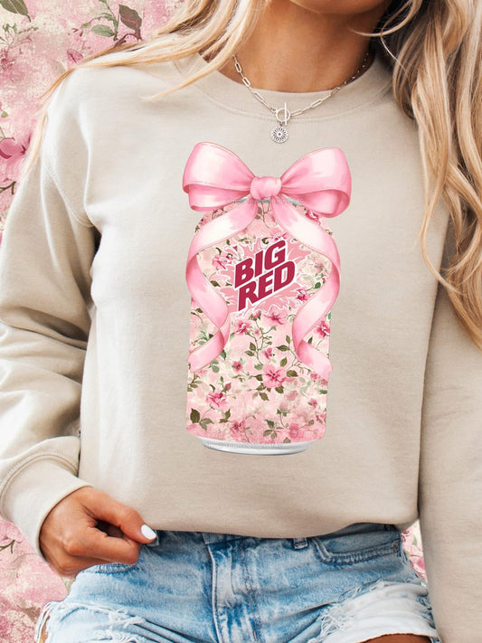Big Red Floral w/ pink bow DTF Transfer