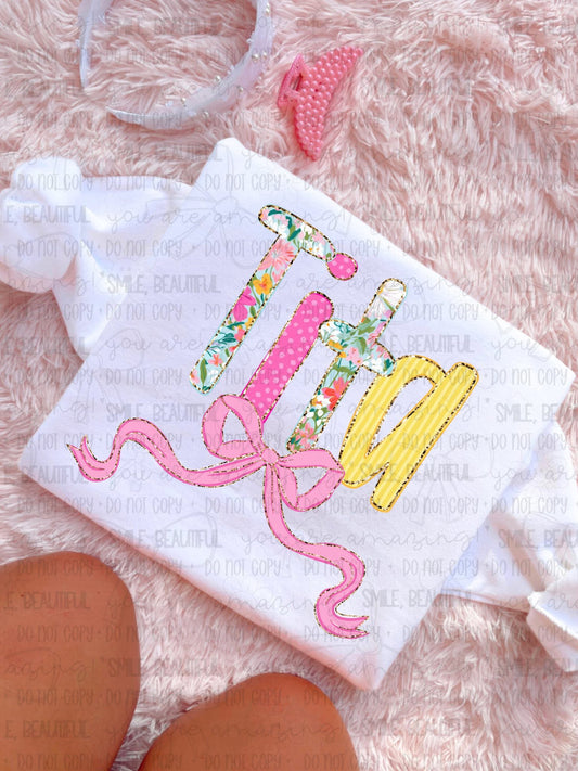 Tita Floral w/ gold details & bow DTF Transfer