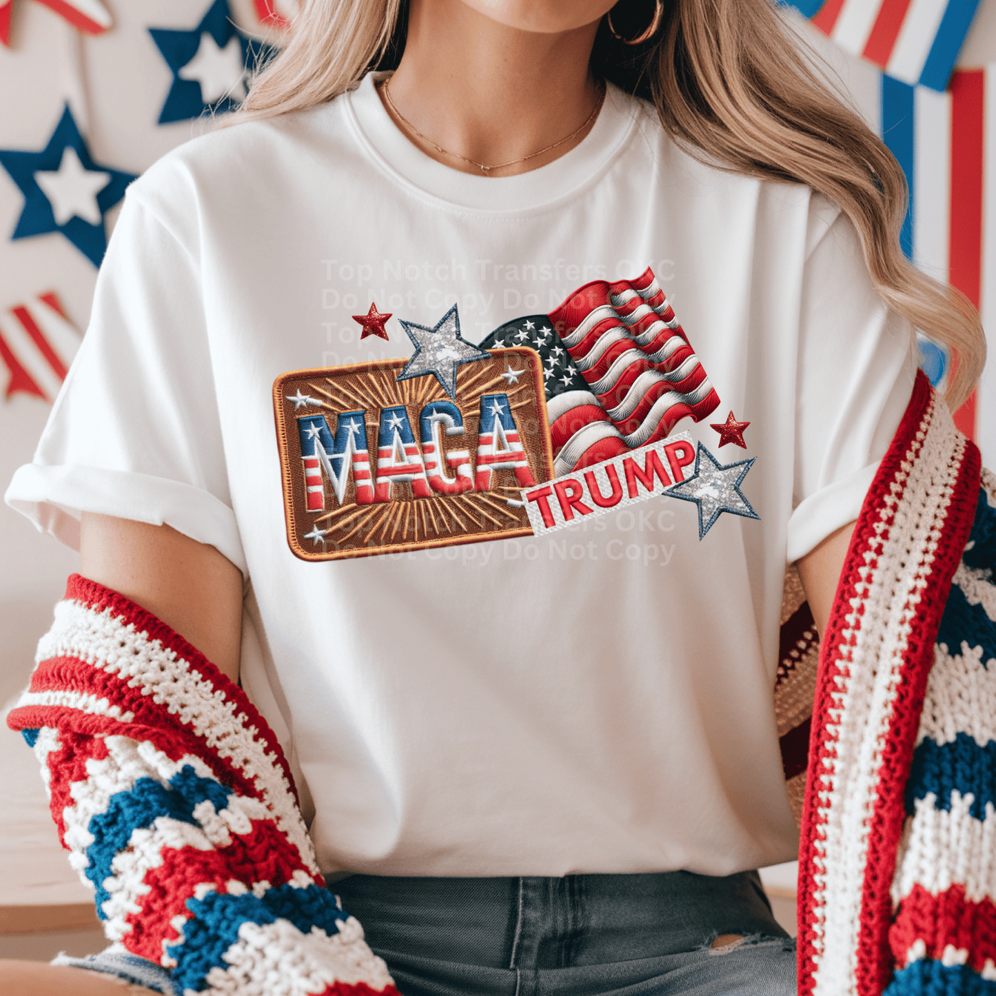 MAGA Trump Faux Embroidery DTF Transfer