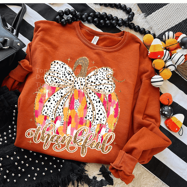 Watercolor pumpkin Thankful DTF Transfer