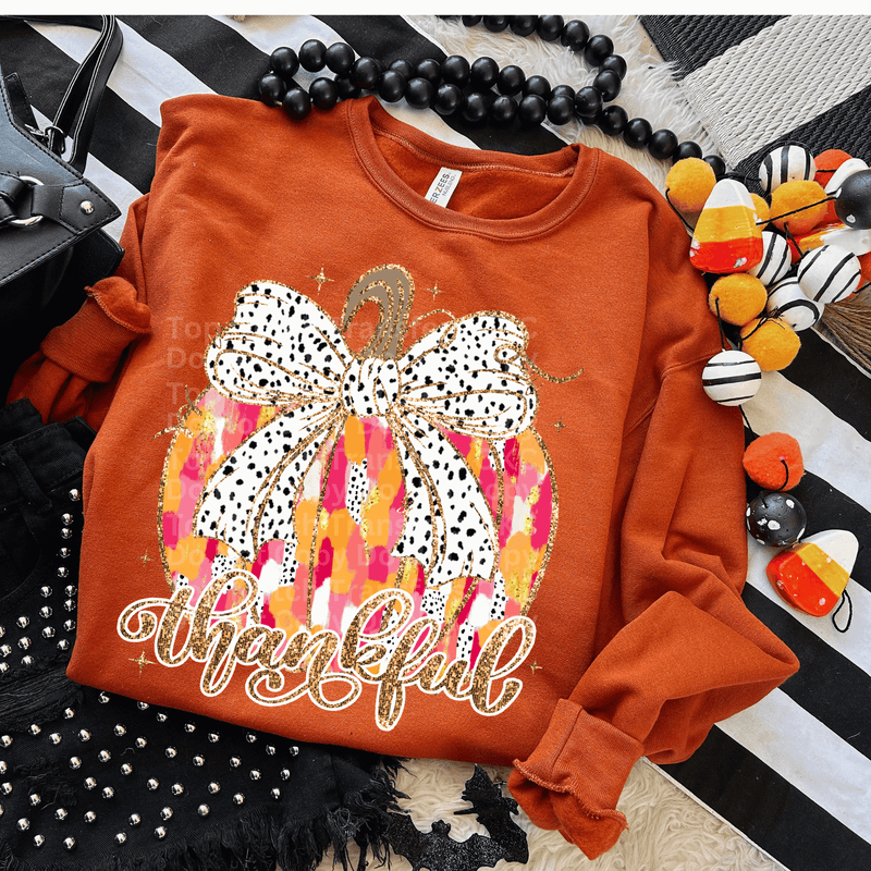 Watercolor pumpkin Thankful DTF Transfer